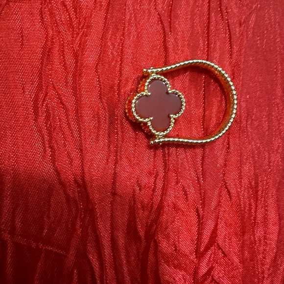 Clover carnelian two sided flip ring 925 silver 18k rose gold plated size 8 - Picture 7 of 12